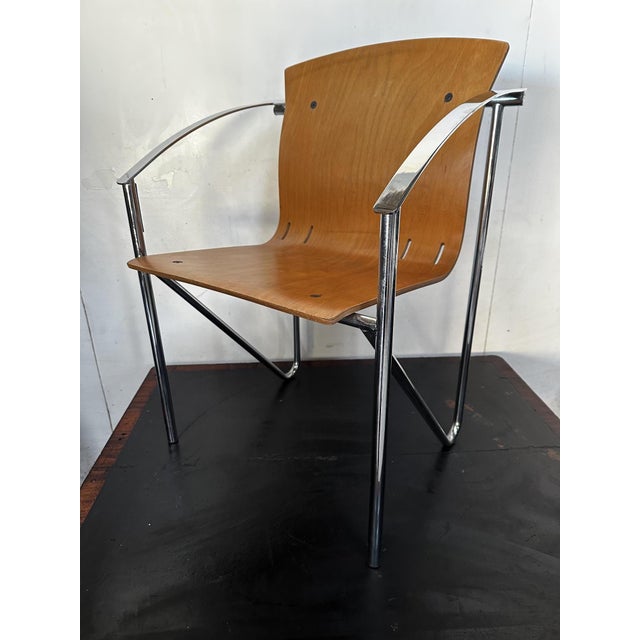 Vintage Chrome and Beech Dining Chair in Bentwood, 1990s For Sale - Image 13 of 17