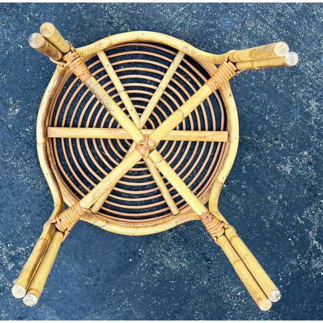 Vintage Franco Albini Style Safari bamboo and split reed side or drink table. This is a classic design with many possible...