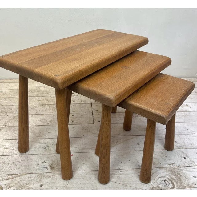 Mid-Century Modern Oak Nesting Tables from Oisterwijk, Netherlands, 1970s, Set of 3 For Sale - Image 4 of 9