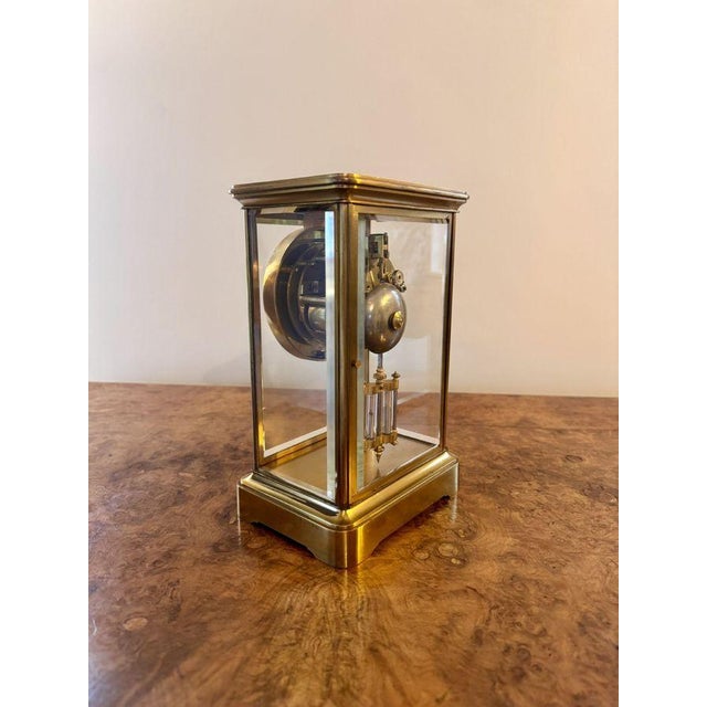 Antique Victorian Brass Mantle Clock, 1900 For Sale - Image 4 of 7
