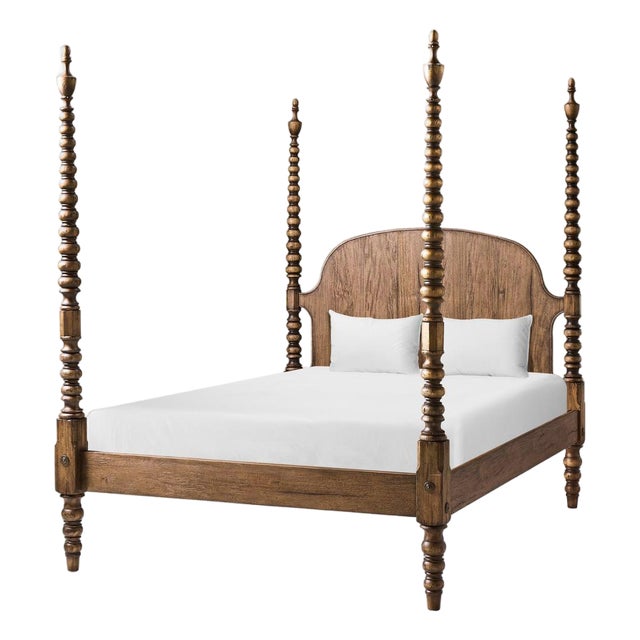 Colonial Turned-Post Four-Poster Queen Bed For Sale