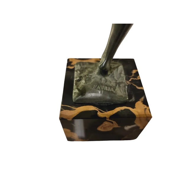 Art Deco Figurine of Dancing Woman with Cymbals by Fayral for Verrier, 1920s For Sale - Image 6 of 7