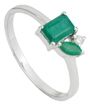 Contemporary Emerald & Diamond Ring for Women, Size 8.5