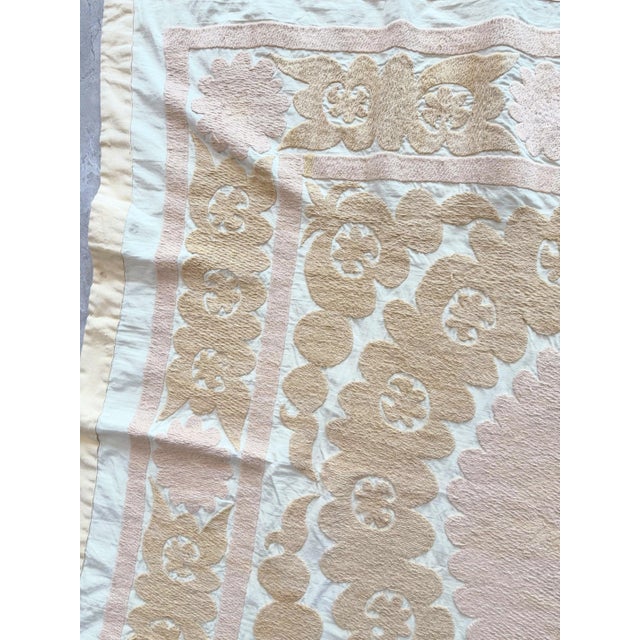 Suzani Wall Hanging - Vintage Hand-Embroidered Embroidery 4'4'' X 5'4'' For Sale - Image 4 of 8