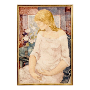 Jacques Boeri, Large French Naive Oil Painting Jacques Boeri Fauvist Color Surrealist Fantasy