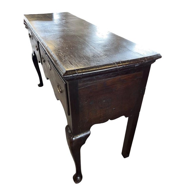 19th Century English Queen Anne Oak Console Table For Sale - Image 3 of 10