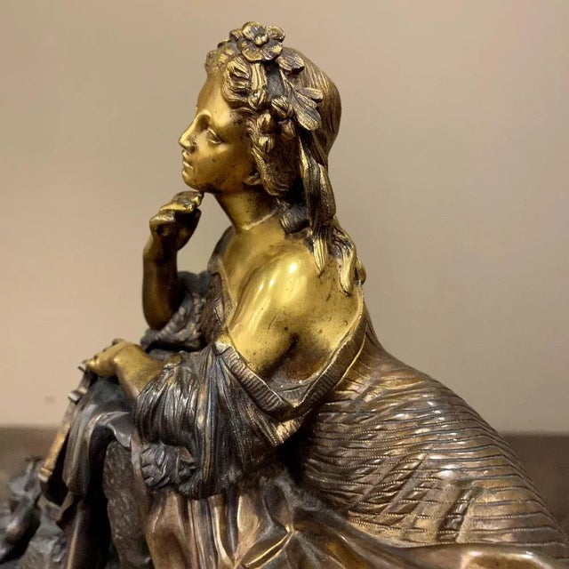 19th Century French Bronze Statue of Maiden With Lyre For Sale - Image 10 of 13