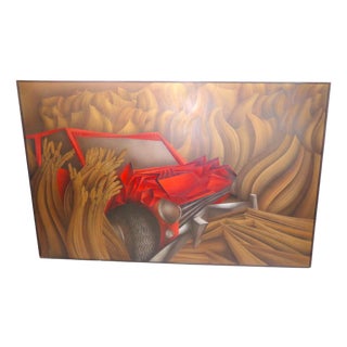 Marini, Large Futuristic Composition, 1978, Acrylic and Mixed Media on Hardboard For Sale