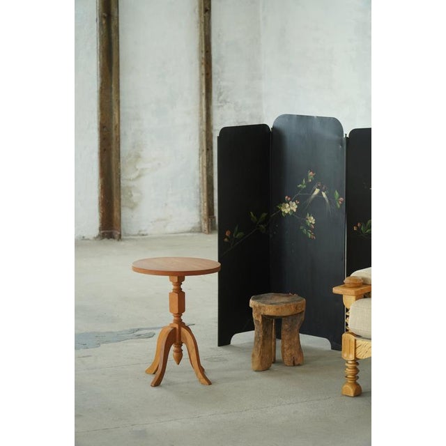Wood Scandinavian Oak Pedestal Side Tables with Curved Legs, 1960s, Set of 2 For Sale - Image 7 of 17