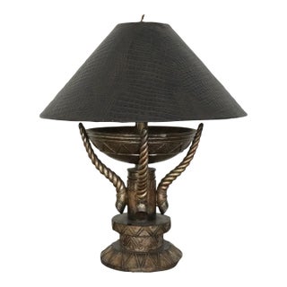 Vintage Mediterranean Leeazanne Bronze Table Lamp For Sale