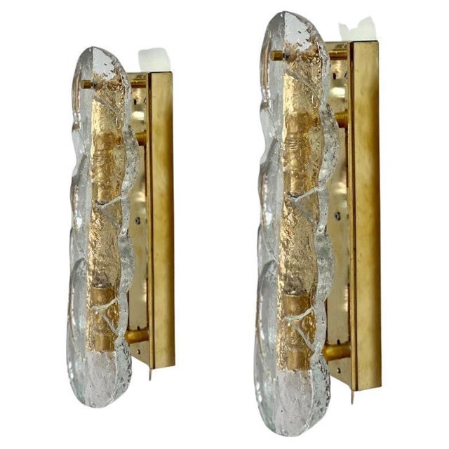 Citrus Swirl Clear Glass Wall Lights attributed to J. T. Kalmar, 1960s, Set of 2 For Sale - Image 13 of 13