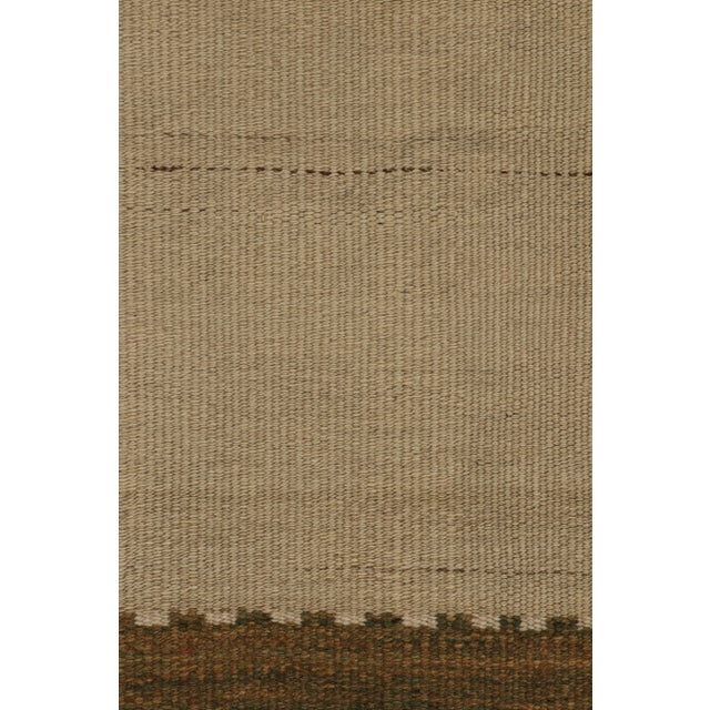 1980s 1980s Vintage Kilim Sofreh Rug in Beige-Brown, Open Field With Striped Borders For Sale - Image 5 of 7