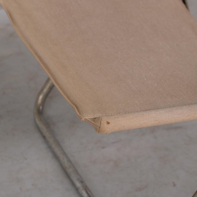 Mid-Century Linen and Chrome Cox Folding Chair from Niels Gammelgaard, 1970s For Sale - Image 6 of 9