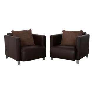 Model 6300 Armchairs in Brown Leather from Rolf Benz, Set of 2 For Sale