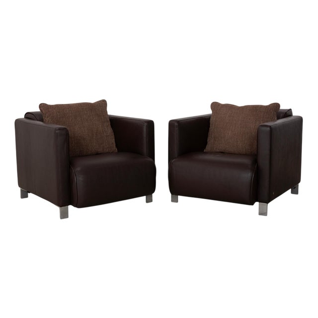 Model 6300 Armchairs in Brown Leather from Rolf Benz, Set of 2 For Sale