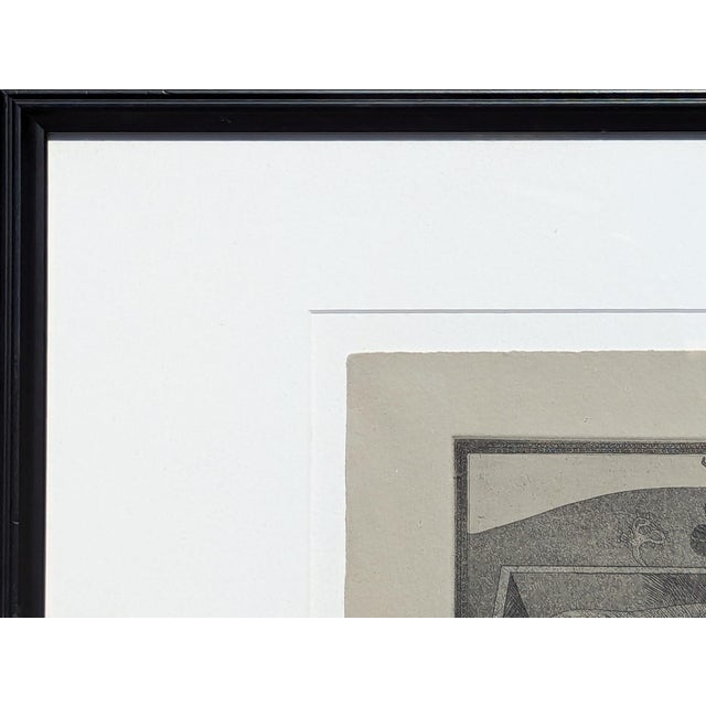 Paper Lucas Johnson Modern Black & White Surrealist Etching of a Figure & Guitar in a Grave Ed. 4/15, 1978 For Sale - Image 7 of 12