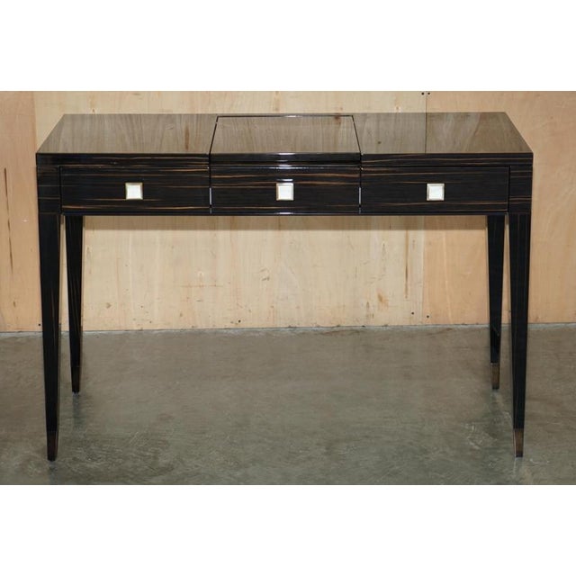 Hollywood Regency Macassar Ebony Nascondino Dressing Table and Stool from Fendi Casa, Italy, Set of 2 For Sale - Image 3 of 18