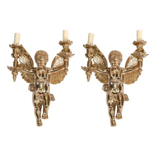 French Cherub Wall Lights, 1920s, Set of 2 For Sale