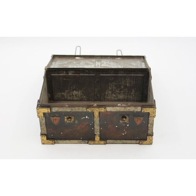 Brown Circa 1907-1909 English Huntley & Palmer's "Iron Chest" Biscuit Tin Box For Sale - Image 8 of 10