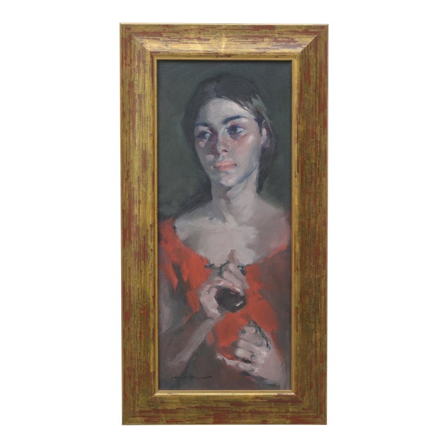 Mid 20th Century Manuel Monedero (1925-2002) Portrait of a Young Spanish Lady Oil on Canvas For Sale