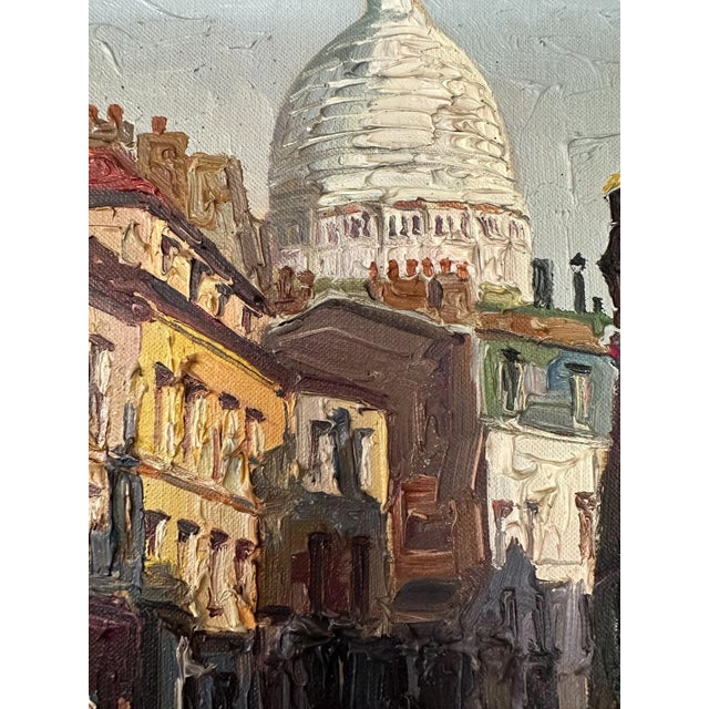 Ruby Red 1950s Framed Prudnikov French Cityscape Oil Painting For Sale - Image 8 of 12