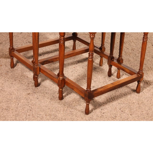 Nesting Tables in Satinwood with Brass Inlays, Set of 3 For Sale - Image 4 of 16