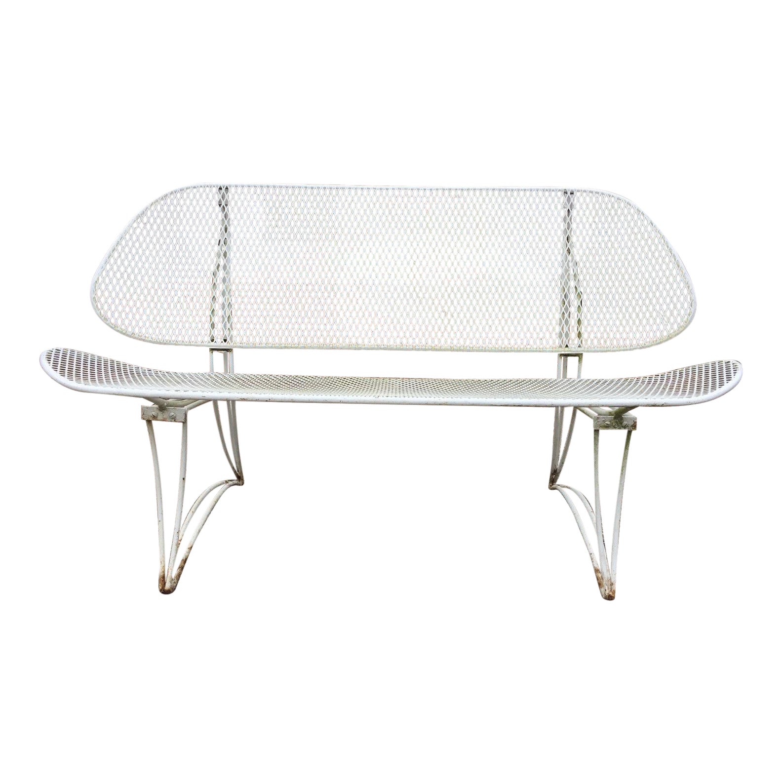 Vintage Homecrest White Wrought Iron Outdoor Bench Chairish