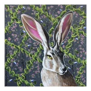 Jackrabbit on Grey - Vivid Figurative Animal Original Artwork by Naomi Jones