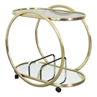 Serving Bar in Brass and Mirrored Glass For Sale