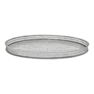 Vintage Viners of Sheffield England Alpha Silver Plated Gallery Serving Tray For Sale