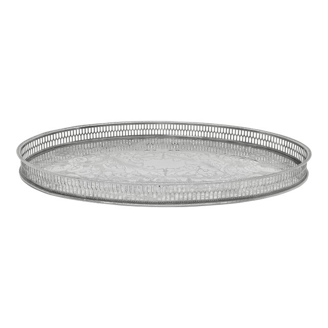 Vintage Viners of Sheffield England Alpha Silver Plated Gallery Serving Tray For Sale