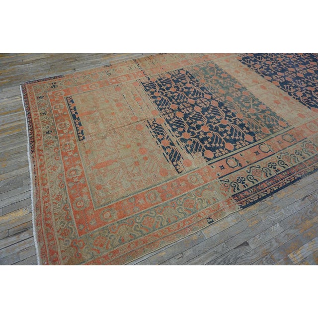 Textile 1920s Navy Rustic Pomegranate Antique Central Asian Khotan Carpet 7'4" X 14'4" Knotted Wool Rug For Sale - Image 7 of 10