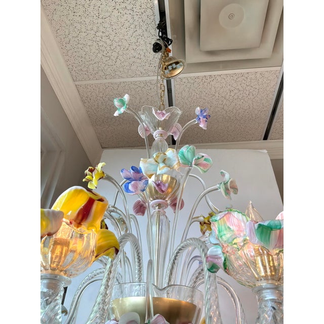 Italian Venetian Glass Flower Chandelier For Sale In Atlanta - Image 6 of 6