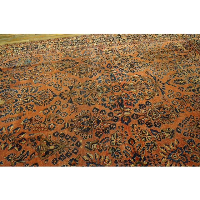 1920s Raspberry Pink Classic Medallion Antique Persian Sarouk Carpet 9' 6" X 12' Knotted Wool Rug For Sale In New York - Image 6 of 9