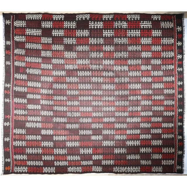 Color: White, Brown, Purple, Red to Orange Tones This is a one of kind old Nomadic Handwoven village kilim, it is coming...