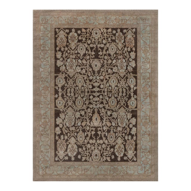 Traditional Inspired Beige Blue Brown Wool Rug by Doris Leslie Blau For Sale