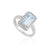 925 Sterling Silver Aquamarine Statement Ring With Diamond Halo, Size 7 For Sale - Image 9 of 15