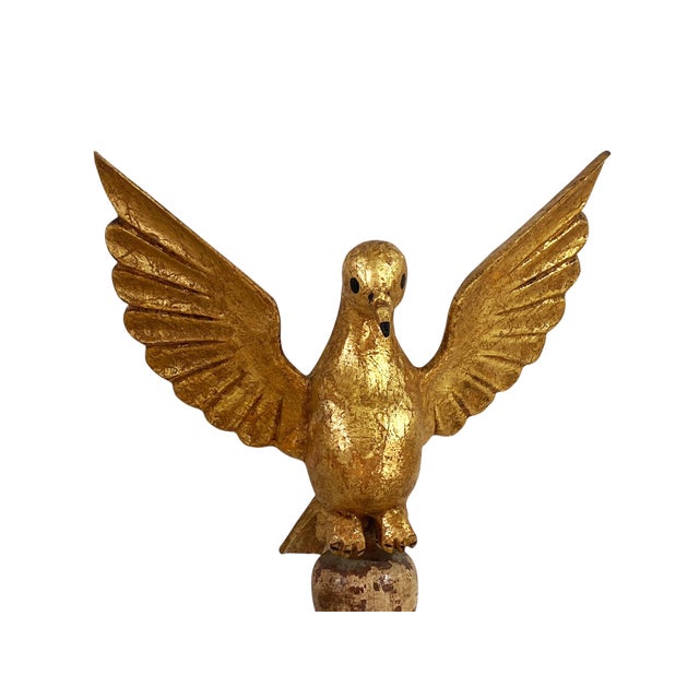 Vintage European Carved Wood Dove the Holy Spirit Sculpture on Finial 10.75" H For Sale In New York - Image 6 of 8
