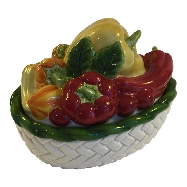 Mid 20th Century Fitz and Floyd Vegetable Motif Covered Dish For Sale