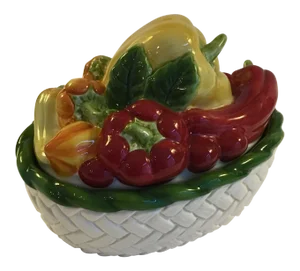 Mid 20th Century Fitz and Floyd Vegetable Motif Covered Dish
