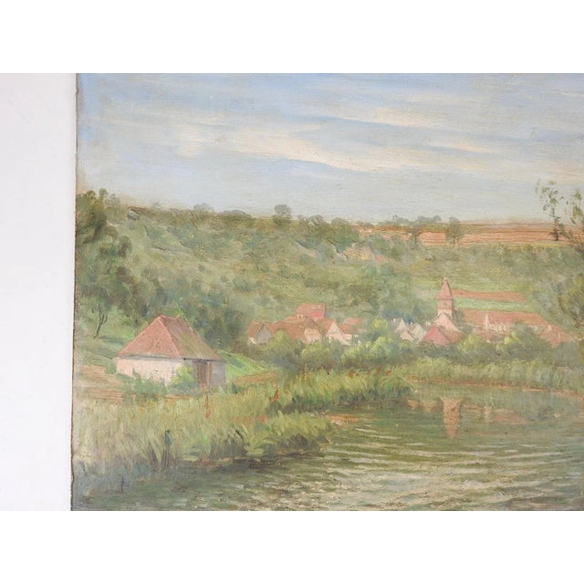 English Vintage Mid 20th Century French River Landscape Painting For Sale - Image 3 of 7