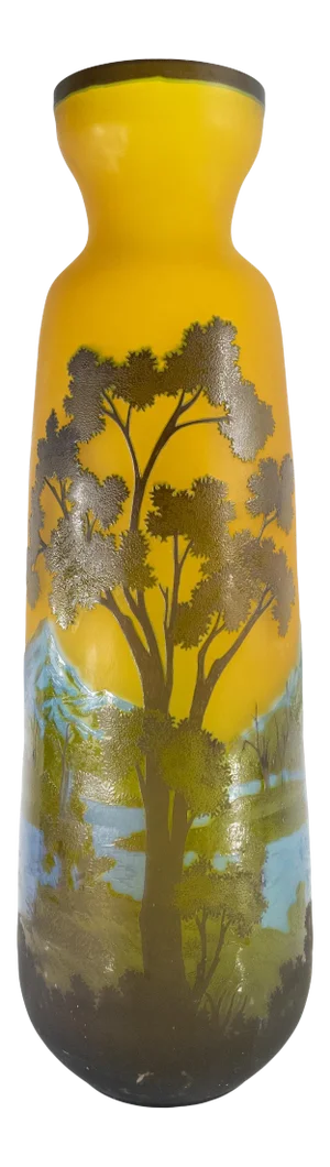 Late 20th Century French Galle Style Art Glass Decorative Reproduction Vase