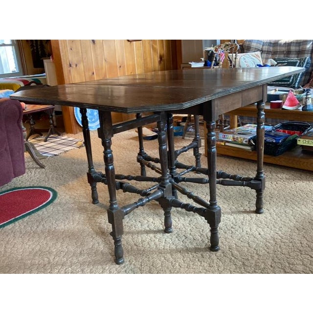 1940s 1940s Vintage Walnut Gateleg Table For Sale - Image 5 of 6