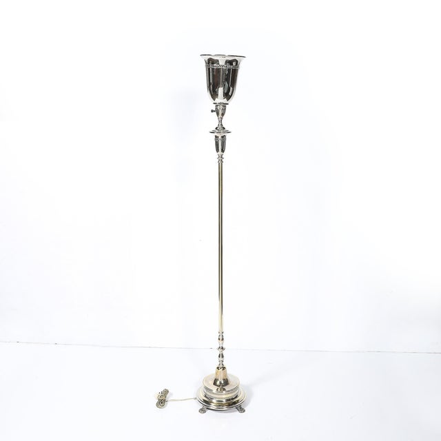 Classical Hollywood Regency Silvered Bronze Torchiere For Sale - Image 10 of 12