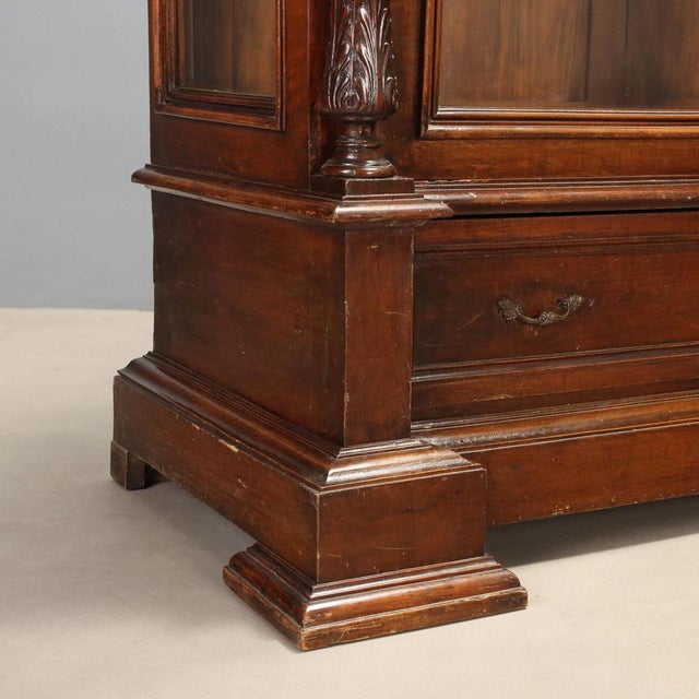 Walnut Display Cabinet with Glass Doors For Sale - Image 11 of 13
