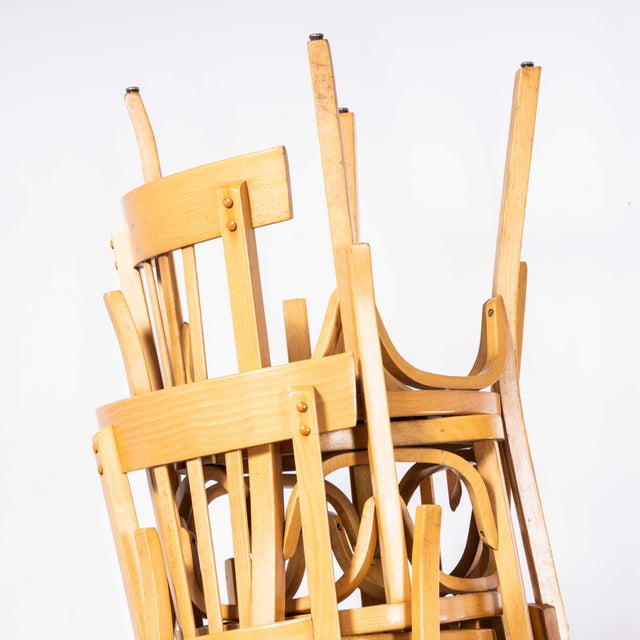 1950s Bleached Bentwood Tri Back Dining Chairs from Baumann, 1950s, Set of 6 For Sale - Image 5 of 12
