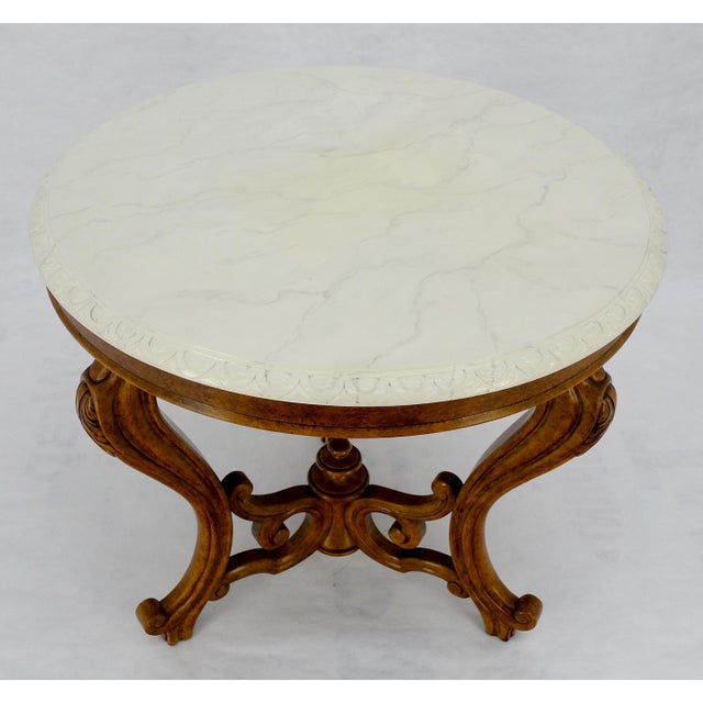 Fine Carved Wood Base Marble Top 31” Diameter Gueridon Center Table Widdicomb For Sale - Image 13 of 18
