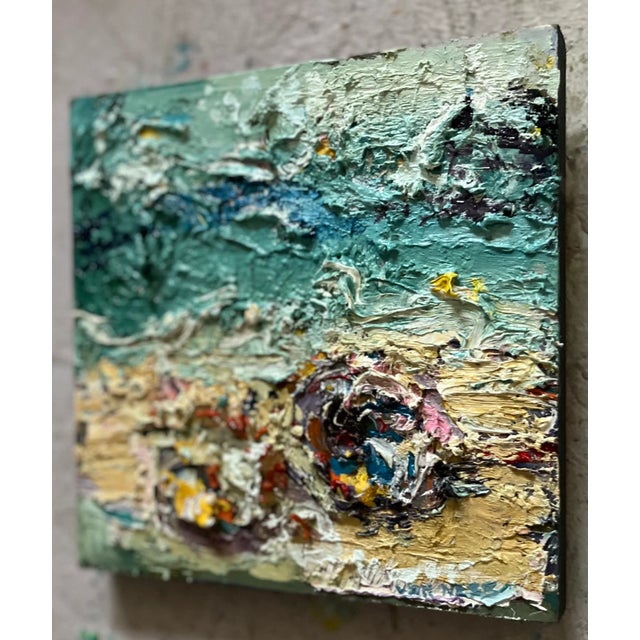 8”x8”x1” on birch board, ready to hang. An abstract oil painting, perfect for any small space. Beach house art or any room...