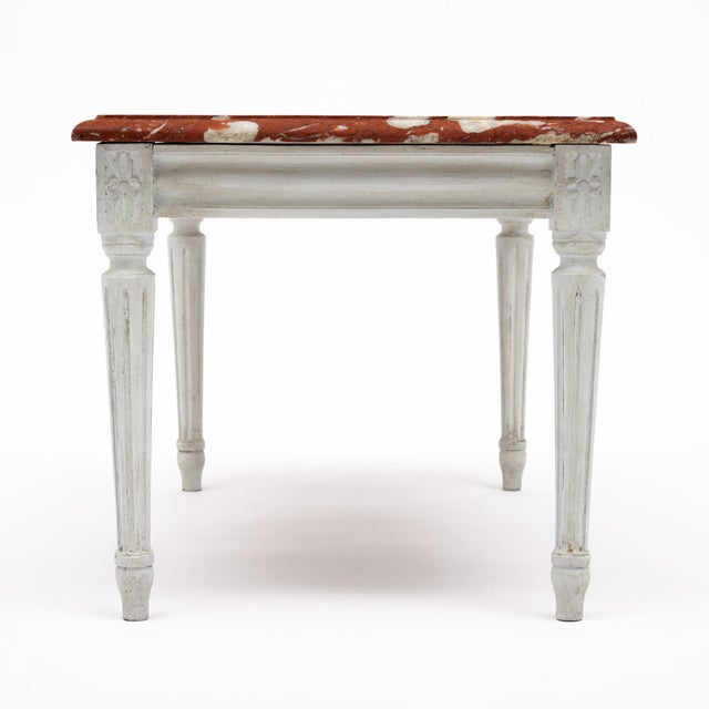 Louis XVI Style Coffee Table With Rouge Royal Marble Top For Sale - Image 9 of 9
