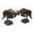 Pair Vintage Chinese Cloisonne Enamel Crimson Red Dynamic Bull Figures For Sale